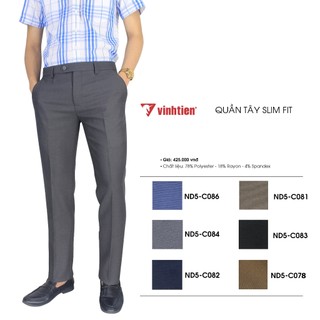 Quần tây 0ly trơn slimfit 425 Vĩnh Tiến Chất vải đẹp