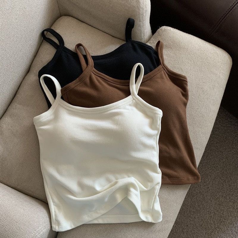 Áo Croptop 2 Dây Dáng Ngắn Thun Tăm Nữ