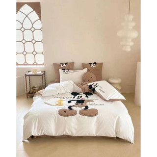 Set chăn ga gối cotton line thêu hình 3d