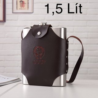 Bình tông đựng nước 1,5 lít bình tông cccp inox 304 loại dày 0,6mm tặng 1 phễu+ 1 ly, có bao đựng như hình