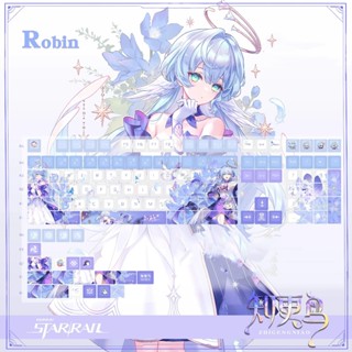 Keycap Honkai: Star Rail Robin thick PBT xuyên led in dyesub 5 mặt 133 phím anime layout keycaps Genshin Impact