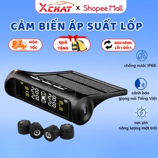 Cảm biến áp suất lốp ô tô xe hơi gắn ngoài cao cấp XCHAT Màn LCD Pin hỗ trợ năng lượng mặt trời