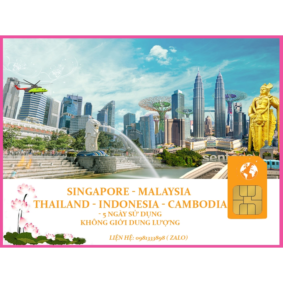 SIM SINGAPORE MALAYSIA INDONESIA THAILAND 5 NGÀY KHÔNG GIỚI HẠN DUNG LƯỢNG