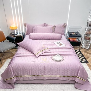 Bộ chăn ga phi lụa vân chìm set 5 món