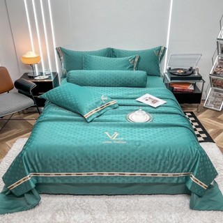 Bộ chăn ga phi lụa vân chìm set 5 món