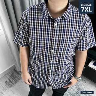 Áo Sơ Mi BIGSIZE (80kg - 150kg) Tay Ngắn Caro Xanh Đen Trắng, Sang Trọng, Lịch Lãm, Chuẩn Phom Bigsize - GASIMAN