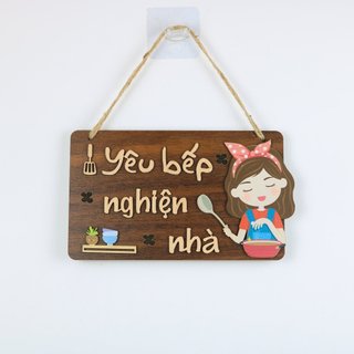Bảng gỗ trang trí bếp Yêu bếp nghiện nhà cô gái thích nấu ăn