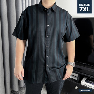 Áo Sơ Mi BIGSIZE (80-150kg) Tay ngắn sọc ẩn xanh đen, thanh lịch, sang trọng, chuẩn phom Bigsize - GASIMAN