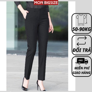 Quần tây công sở cơ bản bigsize nữ kiểu ống đứng đi chơi sang chảnh vải cotton mát mịn MON big size 50 - 90kg