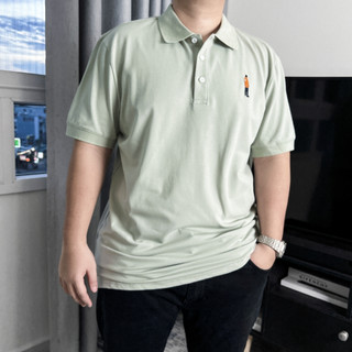 Áo Polo BIGSIZE (80-150kg) basic xám kem logo nhỏ trước ngực, thanh lịch, sang trọng, chuẩn phom Bigsize - GASIMAN