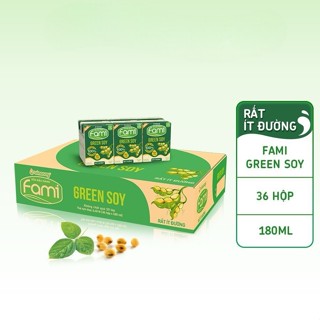Thùng sữa đậu nành Fami Green soy rất ít đường (**) (36 hộp x 180ml)