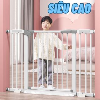 [CAO 107cm] Thanh chắn cửa cho bé, thú cưng, khóa tự động, SẮT DÀY, SƠN ĐẸP lắp cầu thang, nhà bếp không cần khoan tường