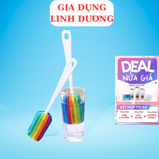 Cây cọ rửa ly 7 màu - cọ rửa ly bình nước bình giữ nhiệt 7 màu cầu vồng / b060_cây rửa ly 7 màu