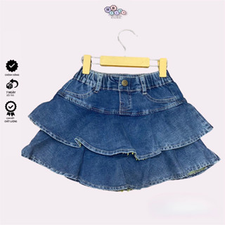 [Mã Sale Lỗi Nhẹ Vải]  Chân Váy Jean HB Xoè 2 Tầng Cho Bé Gái Từ 19-40Kg Co Giãn Có Quần Phía Trong