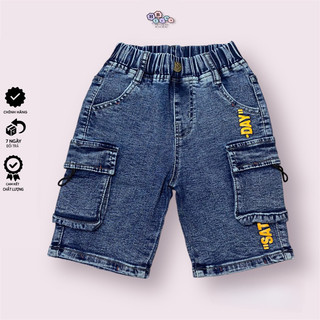  Mã Sale Quần Jean HB Phom Lửng Cho Bé Trai Từ 10-19Kg Co Giãn Phối Túi Hộp
