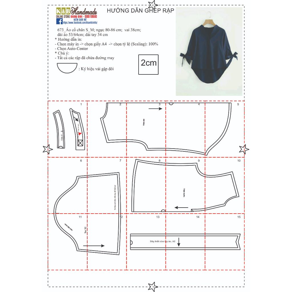 Rập giấy A0 áo cổ chân mã 673 (BẢN VẼ)