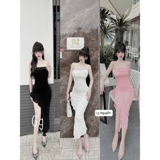  ĐẦM ỐNG CÚP NGỰC XẺ TÀ CHÂN BÈO ĐÍNH HOA DÁNG DÀI 