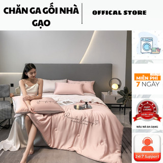 Bộ chăn ga gối Phi Lụa RuyiHome cao cấp, bộ ga giường lụa 4 món