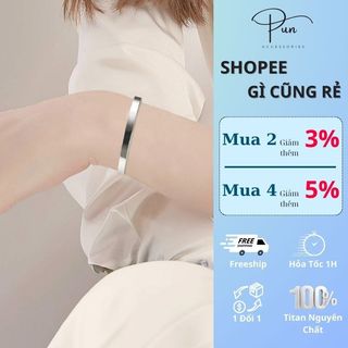 Vòng tay nam nữ unisex lắc tay thời trang vòng tay basic punstore màu bạc đen titan - vòng plain