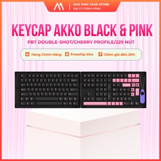 [HỎA TỐC]Nút bàn phím AKKO Keycap set–Black Pink (PBTDouble-Shot/Cherry profile/229 nút)-Maxpinggear