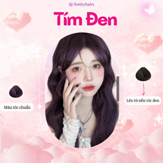 Thuốc nhuộm tóc màu TÍM ĐEN không tẩy Amityhairs, lên màu nhanh, tặng kèm dụng cụ nhuộm và oxy trợ dưỡng