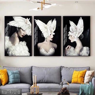 Tranh Tráng Gương 5D "CÔ GÁI" (40X60CMX3B), TranhTreo Tường SPA, Tranh Phòng Ngủ