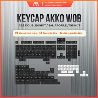 [HỎA TỐC]Bộ nút bàn phím cơ AKKO Keycap Set–White on Black WoB (ABS Double-Shot /SAL profile /195)