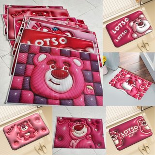 Thảm chùi chân hình gấu dâu thảm chùi chân 3d hình chữ nhật thấm hút tốt thảm trải sàn 40×60cm