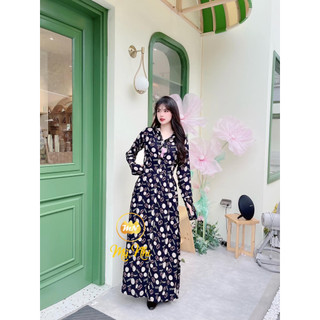 Áo chống nắng nữ toàn thân lanh nhung Nhật 3 lớp họa tiết hình dài kín chân - ao chong nang nu 3 lop