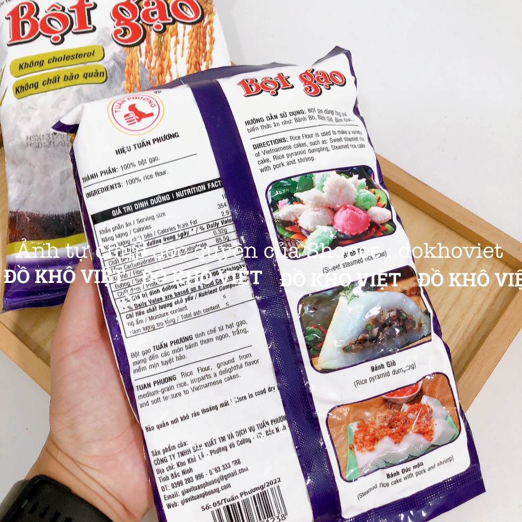 Bột gạo nguyên chất Tuấn Phương 400g dùng làm bánh, bấu bột cho bé - Đồ Khô Việt