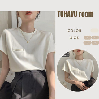 Áo baby thun nữ, áo baby tee thun nữ phối túi ôm body màu trơn basic dễ phối đồ cho mùa hè Tuahvu Room