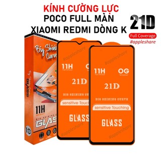 Kính cường lực 21D cho Xiaomi Redmi K20 K30 5G K40 K50 Pro Gaming poco C40 C65 X3 NFC M5 M5s M6 M4