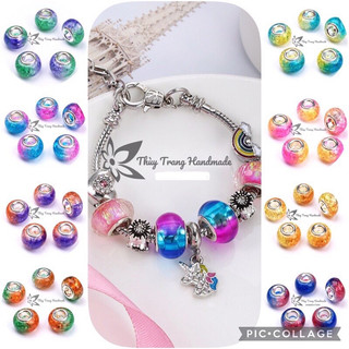 Charm 2 màu lỗ to lùa vòng pan, trang sức handmade