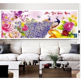 Tranh đính đá 5d đôi công phú quý 120x60cm, 150x70cm