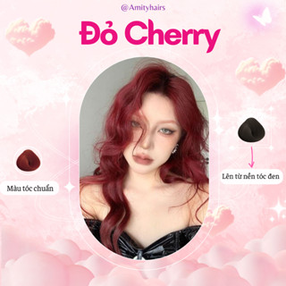 Thuốc nhuộm tóc màu ĐỎ CHERRY không cần tẩy, thuốc nhuộm tóc tại nhà Amityhairs lên màu nhanh, tặng kèm dụng cụ
