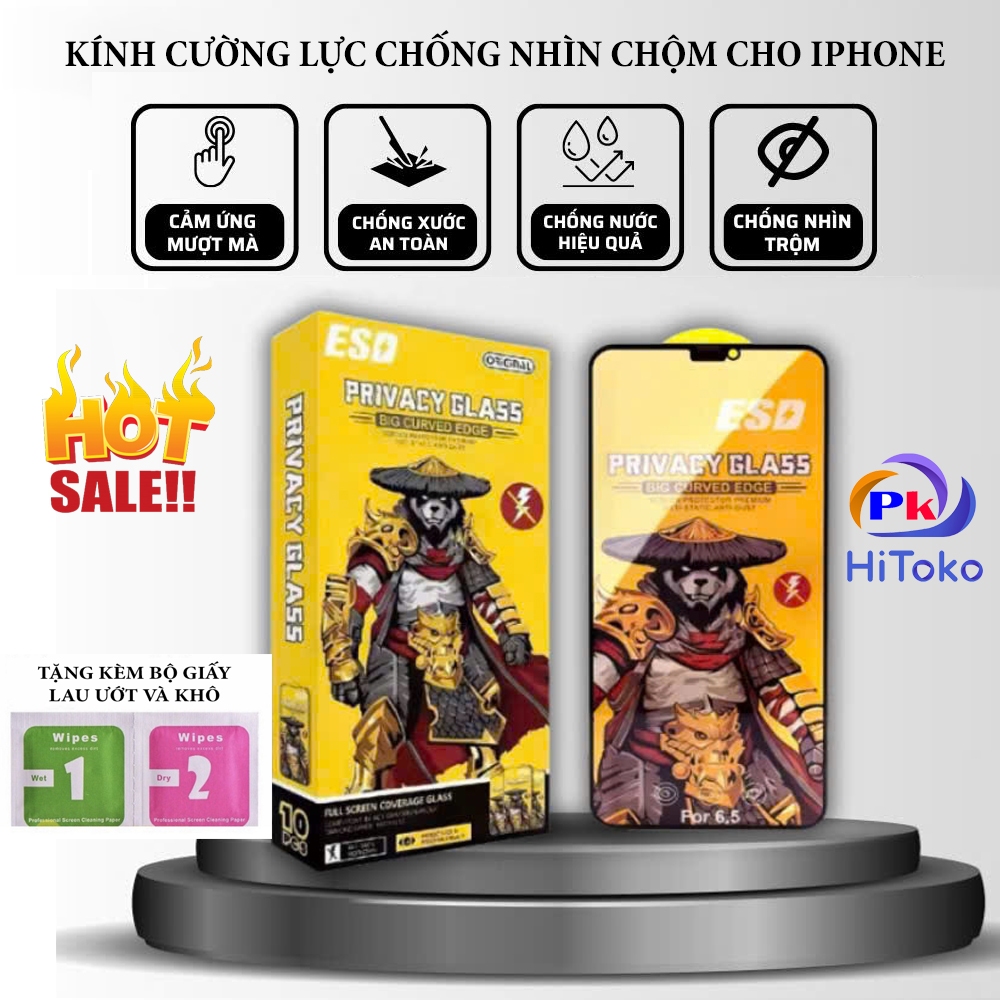 Kính Cường Lực Chống Nhìn Trộm iPhone - Cường Lực iPhone Panda, Kingkong Full Màn x/xs/11/12/13/14/1