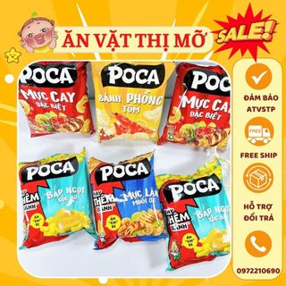 Snack poca đầy đủ các hương vị : mực lăn - bò - tôm … bim bim poca giá rẻ