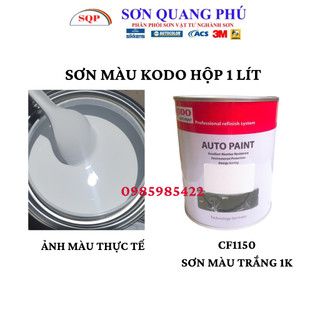 Sơn màu trắng cf1150 1 lít 1k kodo, sơn phủ trắng 1 thành phần cho oto xe máy sơn màu trắng phủ bóng sonquangphu323