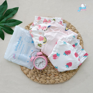 Quần bỏ bỉm cho bé Godmama Chính Hãng cotton 6 lớp hoạ tiết xinh