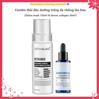 Bộ đôi thải độc trắng da và ngăn ngừa lão hóa Detoxblanc(Detox mask 150ml+serum collagen 30ml)