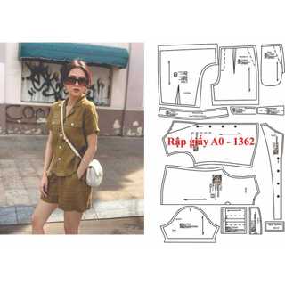Rập giấy mã 1362 - set quần short áo danton (BẢN VẼ)