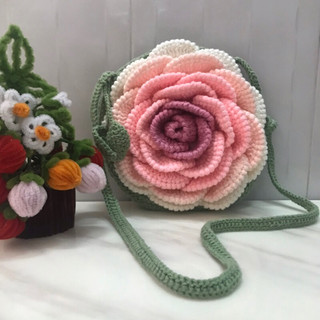Túi hoa hồng len/ sợi handmade