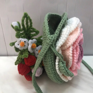 Túi hoa hồng len/ sợi handmade
