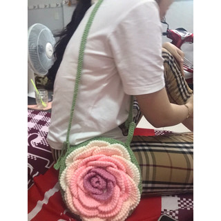 Túi hoa hồng len/ sợi handmade