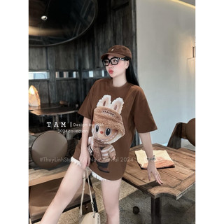 ÁO PHÔNG LABUBU MÀU NÂU A22