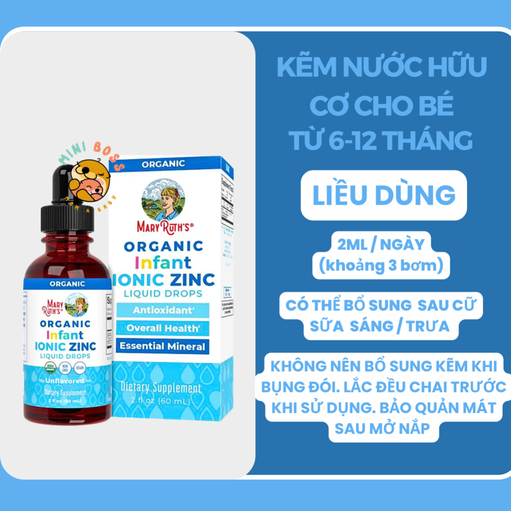 [Date 2026][Chính Hãng - Bay Air]Kẽm Hữu Cơ Mary Ruth's Organic Infant Liquid Zinc 60ml cho bé từ 6-12 tháng