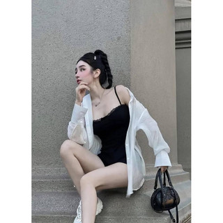 Set jum viền ren phối áo sơ mi tơ mã bn766