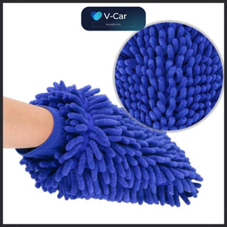 Găng tay rửa xe sợi microfiber lau rửa ô tô, xe máy.Bao tay lau rửa xe 2 mặt chuyên dụng