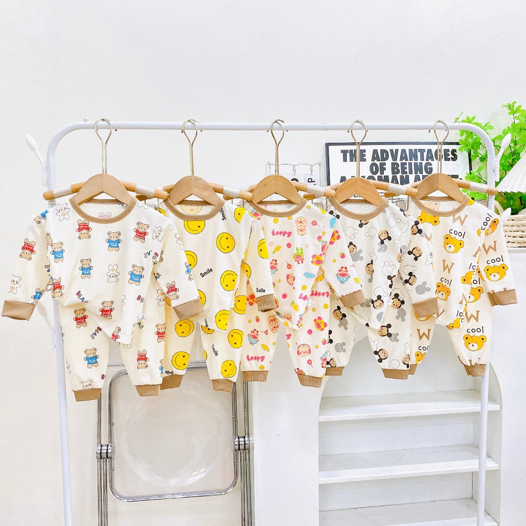 Đồ bộ bé trai, đồ bộ bé gái , bộ dài tay cho bé trai, bộ dài tay cho bé gái chất liệu tăm lạnh co gi