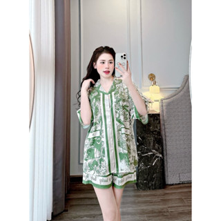 [Bigsize 50-70kg]-Bộ ngủ nữ, pijama lụa xước cánh dơi tay ngắn quần đùi, thoải mái, chất mềm mịn